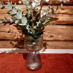 VAKKER GLASSVASE, GR�NN, H 18 CM