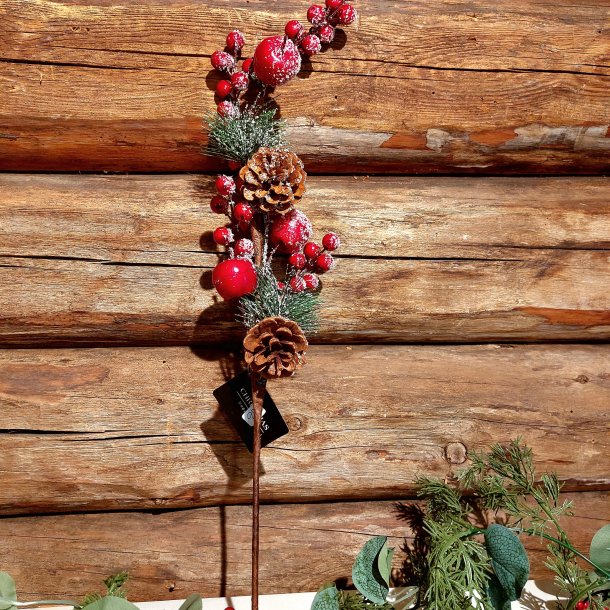 LEKKER JULEGREN MED RDE BR OG KONGLER, 49 CM