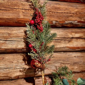 LEKKER JULEGREN MED RDE BR OG JULEKULE, 49 CM
