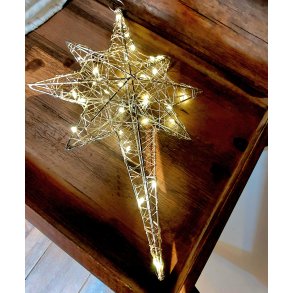 VAKKER STJERNE, SLVFARGET MED LEDLYS (BATTERI), H 25 CM