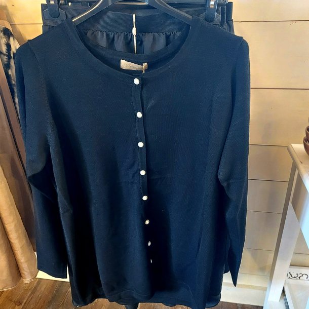 SUPERMYK STRIKKEJAKKE I VISCOSE, SVART