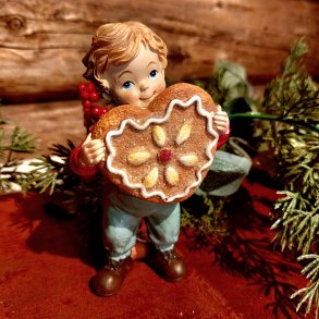 VAKKER FIGUR, GUTT MED PEPPERKAKE,H 14 CM