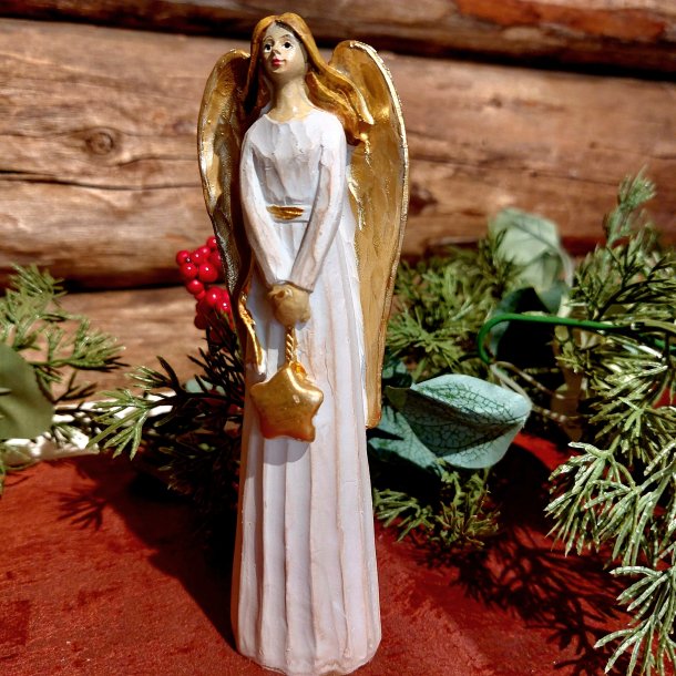 VAKKER ENGEL MED STJERNE, H 17 CM