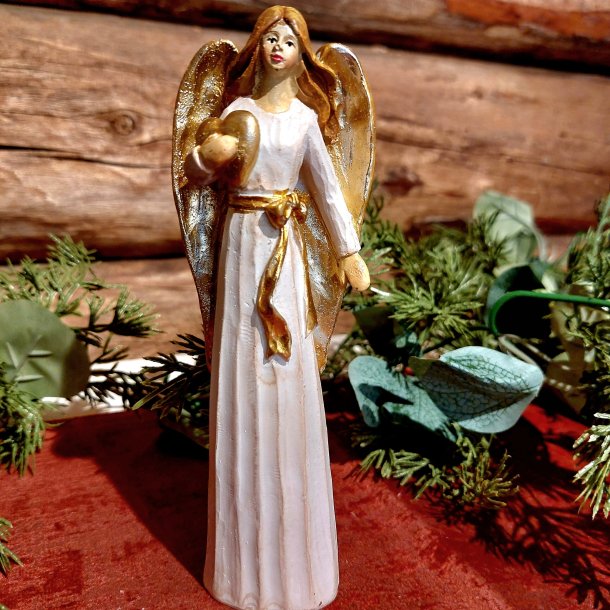 VAKKER ENGEL MED HJERTE, H 17 CM