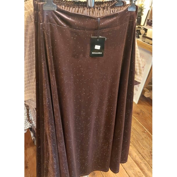 VAKKERT VELUR SKJ�RT, BRUN, ONE-SIZE