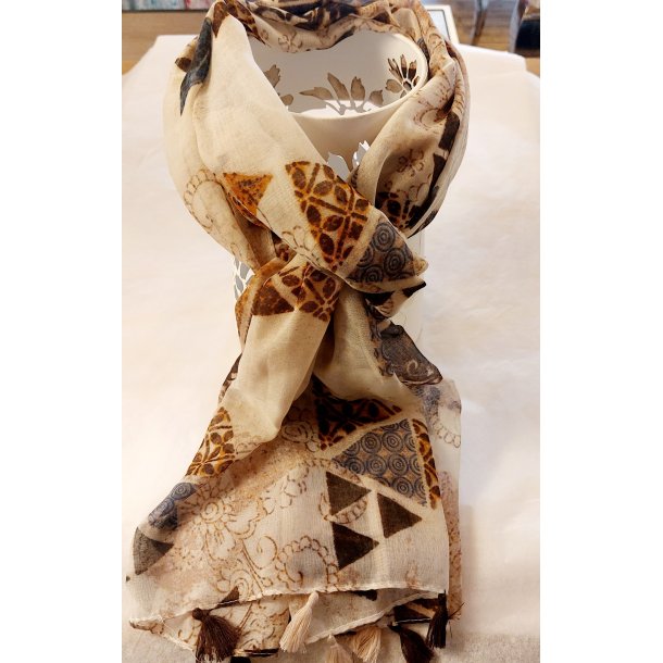 VAKKERT SKJERF, BEIGE/BRUN