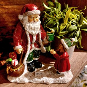 VAKKER FIGUR, NISSE MED GAVESEKK, 13,5 X 14 CM