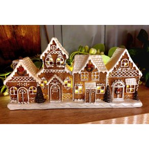 VAKKER PEPPERKAKE LANDSBY MED LEDLYS, 25 X 13 CM