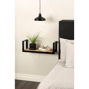 STILIG VEGGHYLLE I SORTMALT METALL OG TRE, B 60 CM