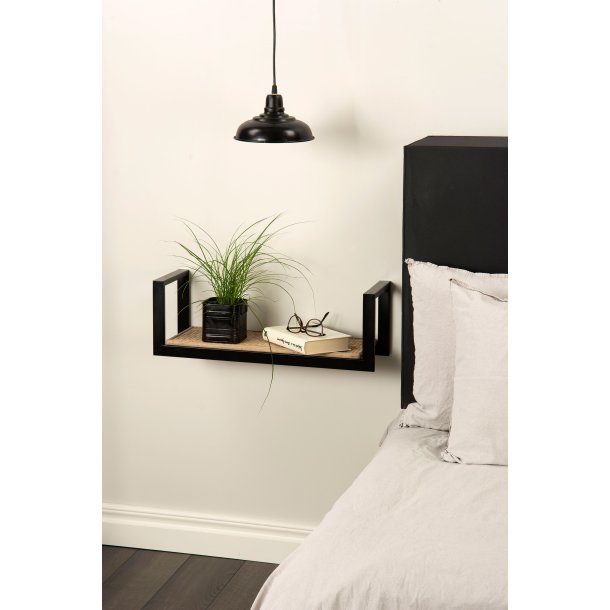 STILIG VEGGHYLLE I SORTMALT METALL OG TRE, B 60 CM