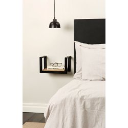 STILIG VEGGHYLLE I SORTMALT METALL OG TRE, B 35 CM