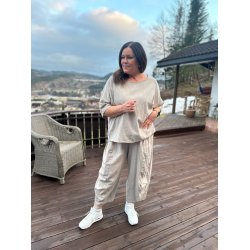 NYDELIG ONE-SIZE TOPP I LIN/BOMULL, BEIGE