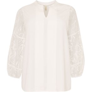 LEKKER BLUSE MED BLONDE ERMER, OFFWHITE