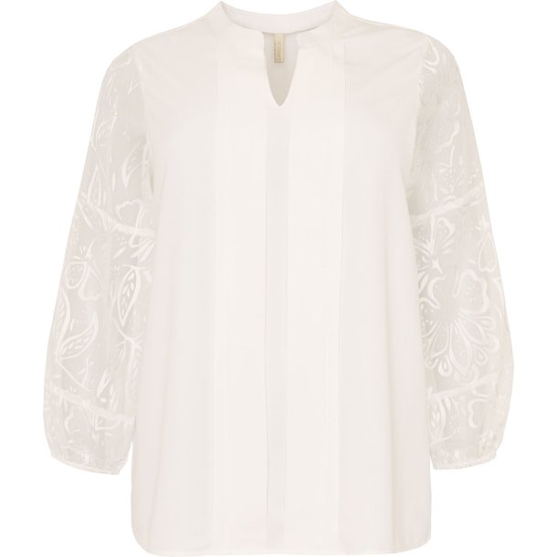 LEKKER BLUSE MED BLONDE ERMER, OFFWHITE