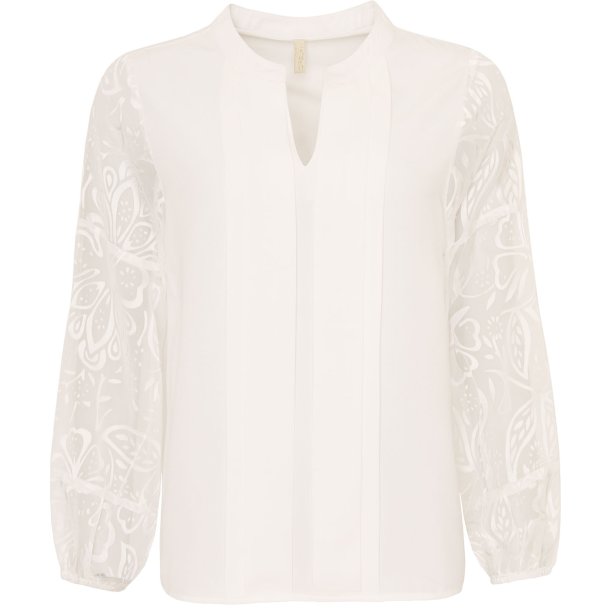LEKKER BLUSE MED BLONDE ERMER, OFFWHITE