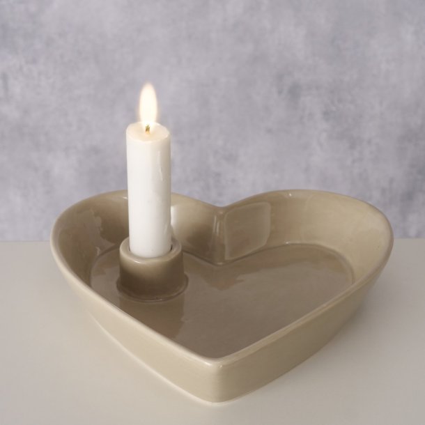 NYDELIG HJERTEFORMET LYSFAT, LYS BEIGE, � 18,5 CM