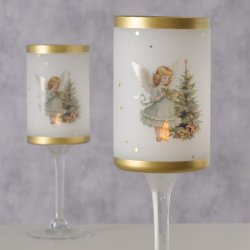 DET VAKRESTE LYSGLASS P� STETT MED ENGLEMOTIV, H 30 CM