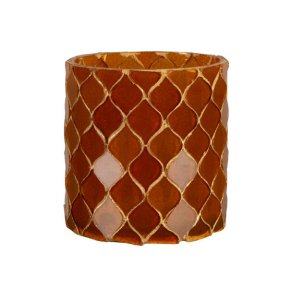 NYDELIG MOSAIKK LYSGLASS, OKER, 7 X 8 CM