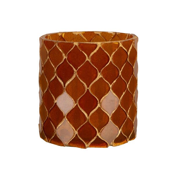 NYDELIG MOSAIKK LYSGLASS, OKER, 7 X 8 CM