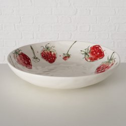 NYDELIG BOLLE MED JORDB�RMOTIV, DIA 34 CM, H 7,5 CM