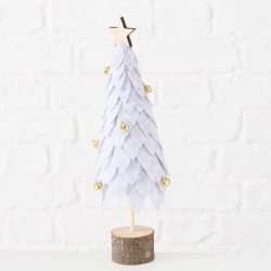 NYDELIG FILT TRE MED SM KULER OG STJERNE, LYS GR, H 26,5 CM