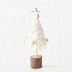 NYDELIG FILT TRE MED SM KULER OG STJERNE, HVIT, H 17,5 CM