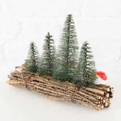 DEKORATIV "TREKUBBE" MED TRR OG SOPPER, 17 X 20 CM