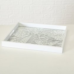 VAKKERT TREFAT MED MNSTRET BUNN OG GLASS, HVIT, L 40 CM