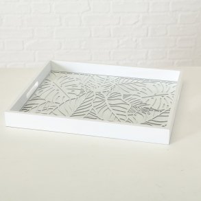 VAKKERT TREFAT MED MNSTRET BUNN OG GLASS, HVIT, L 40 CM