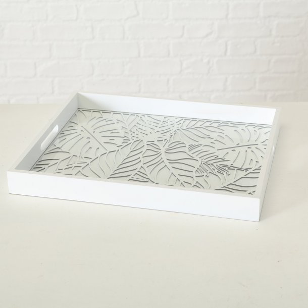 VAKKERT TREFAT MED MNSTRET BUNN OG GLASS, HVIT, B 35 CM