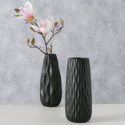 LEKKER SORT KERAMIKK VASE, H 25 CM