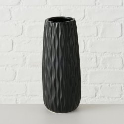 LEKKER SORT KERAMIKK VASE, H 25 CM