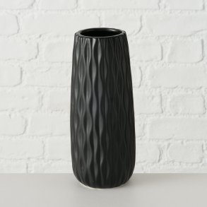 LEKKER SORT KERAMIKK VASE, H 25 CM