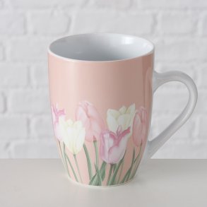 VAKKERT KRUS MED TULIPAN MOTIV, 330 ML, ROSA
