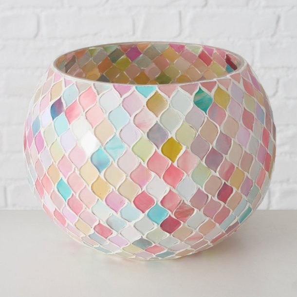 DEN VAKRESTE MOSAIKK LYKT I NYDELIGE PASTELLFARGERM 18 X 14 CM