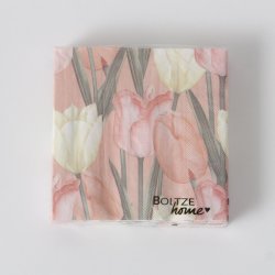 NYDELIG SERVIETT MED TULIPANMOTIV, ROSA
