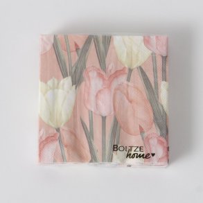 NYDELIG SERVIETT MED TULIPANMOTIV, ROSA