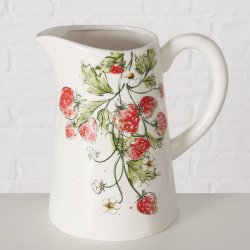 NYDELIG H�NDLAGET MUGGE MED JORDB�R MOTIV, 1,250 ML, H 22 CM