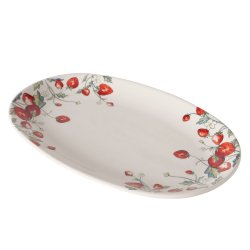 NYDELIG SERVERINGSFAT MED JORDB�RMOTIV, OVALT, 18 X 29 CM