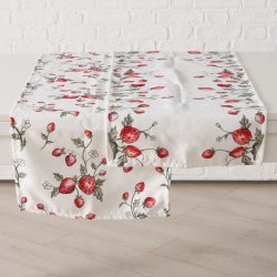 NYDELIG LPER, HVIT MED JORDBR MOTIV,  40 X 140 CM