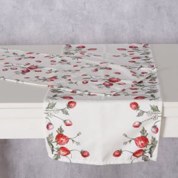 NYDELIG LPER, HVIT MED JORDBR MOTIV,  40 X 140 CM