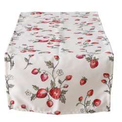 NYDELIG LPER, HVIT MED JORDBR MOTIV,  40 X 140 CM