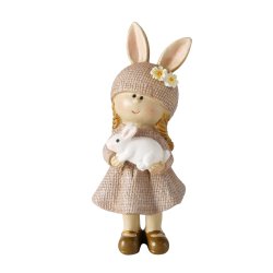 KOSELIG FIGUR, JENTE MED HARE, H 12,8 CM,