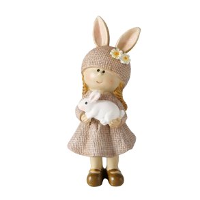 KOSELIG FIGUR, JENTE MED HARE, H 12,8 CM,
