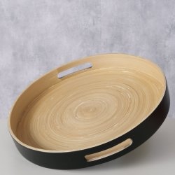 LEKKERT BAMBUS FAT, TRE/SVART, 35,5 CM, H 4,5 CM