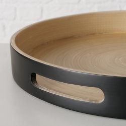 LEKKERT BAMBUS FAT, TRE/SVART, 35,5 CM, H 4,5 CM