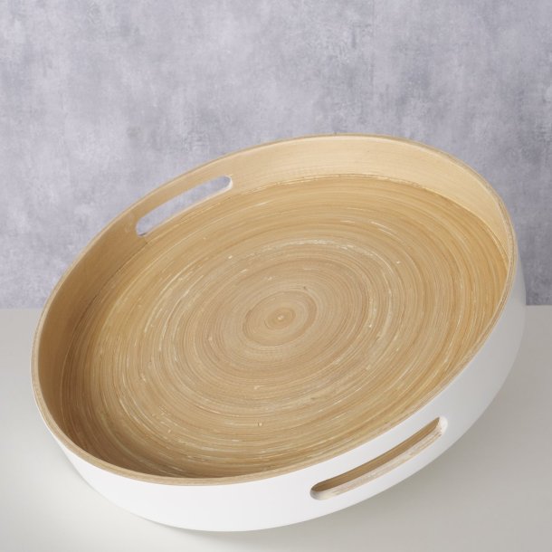 LEKKERT BAMBUS FAT, TRE/HVIT, 35,5 CM, H 4,5 CM