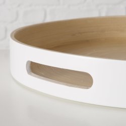 LEKKERT BAMBUS FAT, TRE/HVIT, 35,5 CM, H 4,5 CM