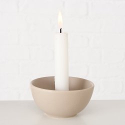 ENKEL OG STILIG LYSESTAKE I KERAMIKK, BEIGE