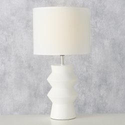 NYDELIG BORDLAMPE, HVIT KERAMIKK MED HVIT SKJERM, H 50 CM